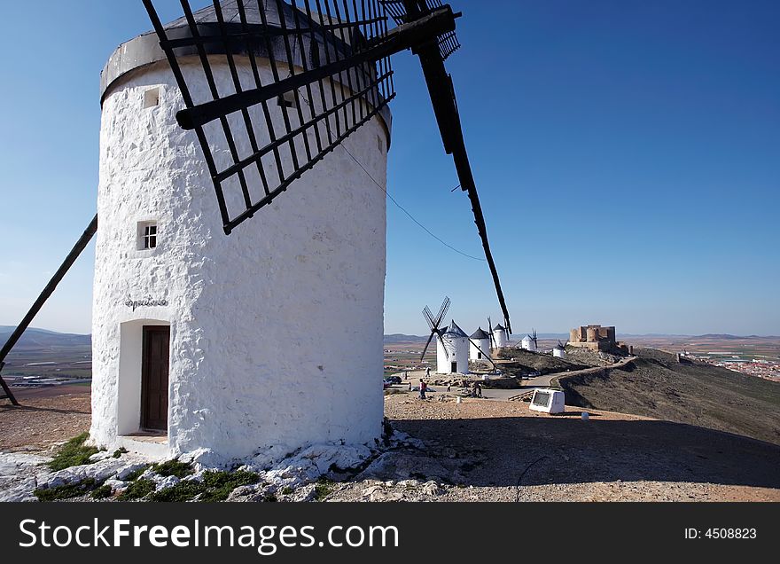 Spanish landscape with windmills in Castilla. Spanish landscape with windmills in Castilla