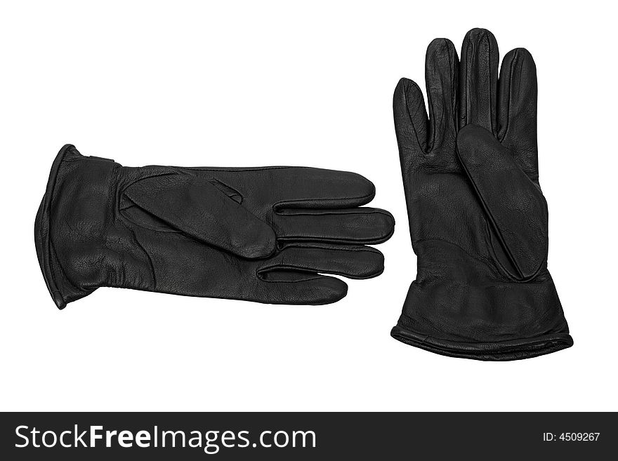 Black leather gloves