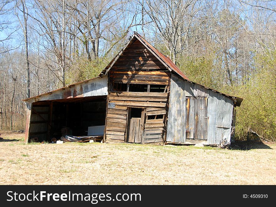 Photographed barn shed at rural Georgia