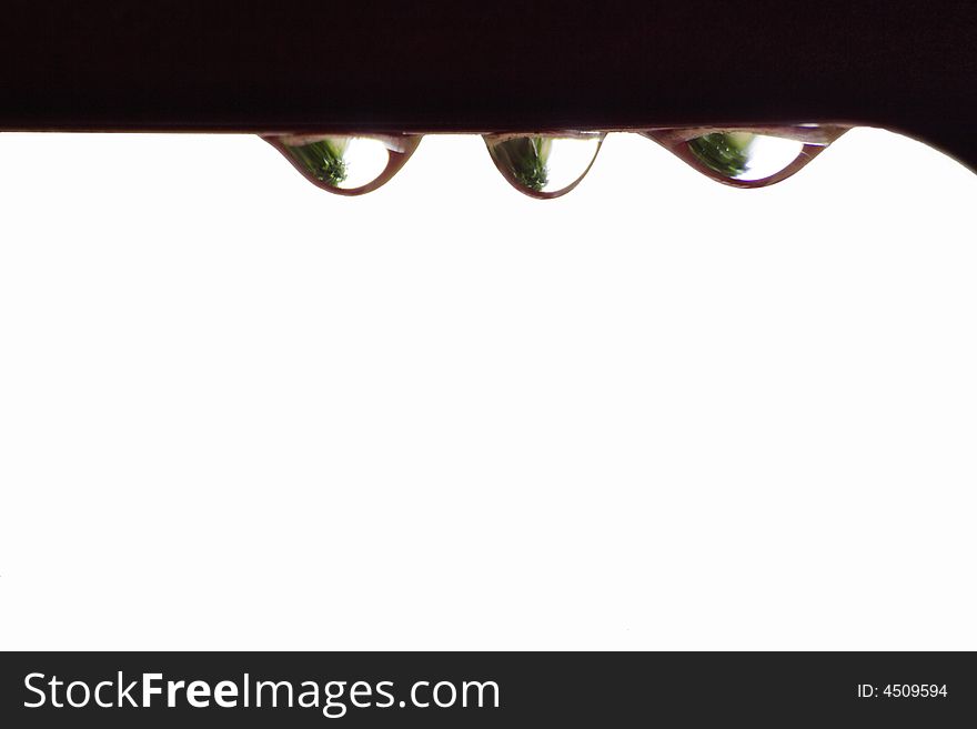 Rain drops on a bar, close-up