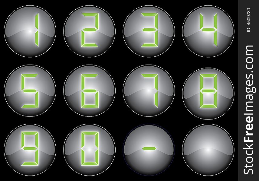 Black glazed buttons with calculator style numbers. Black glazed buttons with calculator style numbers