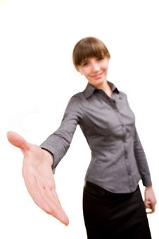 Friendly Smiling Businesswoman. Isolated Over Whit Royalty Free Stock Photo Friendly Smiling Businesswoman. Isolated Over Whit Royalty Free Stock Photo