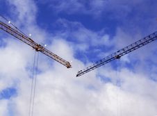 Two Tower Cranes Royalty Free Stock Photo Two Tower Cranes Royalty Free Stock Photo
