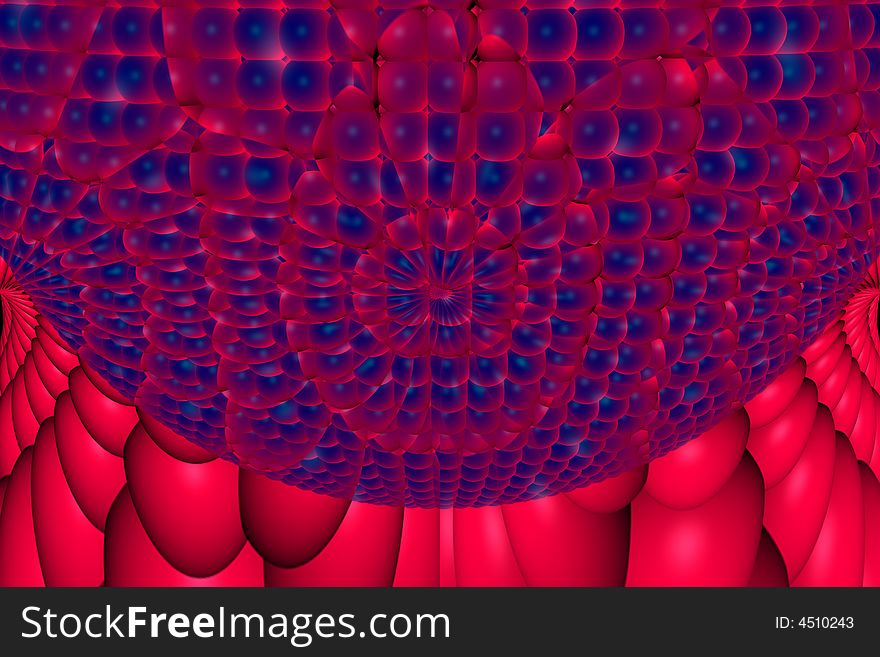 Abstract 3D space with the red background. Abstract 3D space with the red background