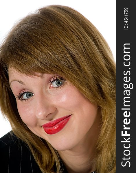 Expressive woman on white background