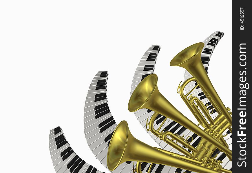3D illustration with music objects. 3D illustration with music objects