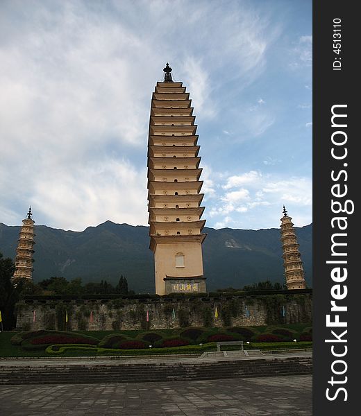 Three buddhist pagoda in Yunnan province, China. Three buddhist pagoda in Yunnan province, China