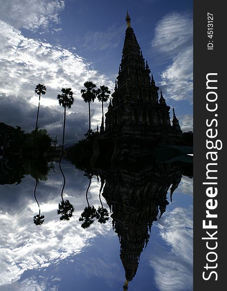 Reflexion of pagoda in Thailand