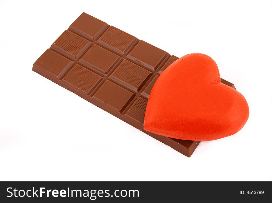 Chocolate and heart present in valentine's day
