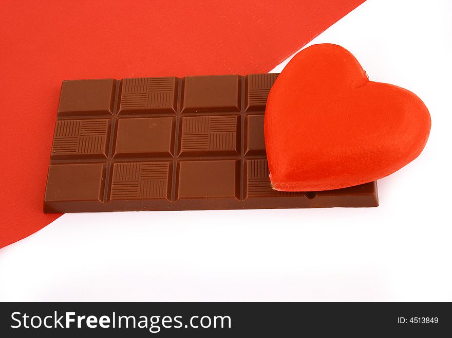 Chocolate and heart present in valentine's day