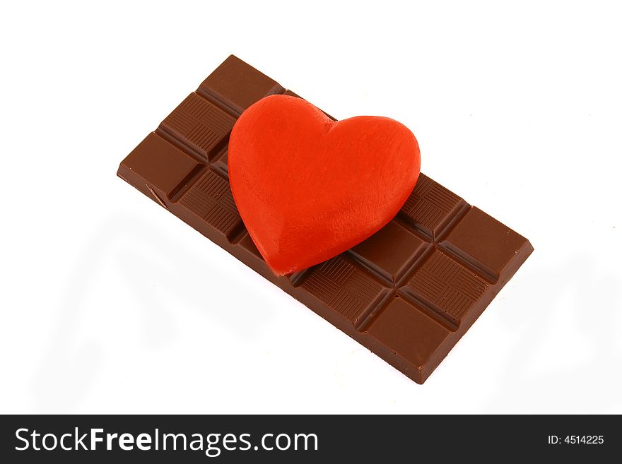 Chocolate and heart present in valentine's day