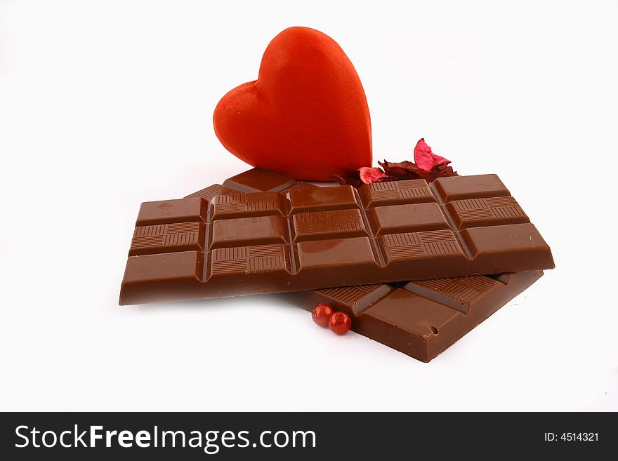 Chocolate and heart present in valentine's day