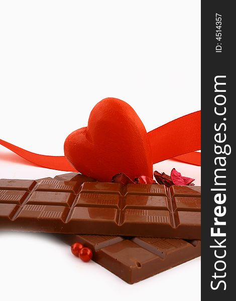 Chocolate and heart present in valentine's day