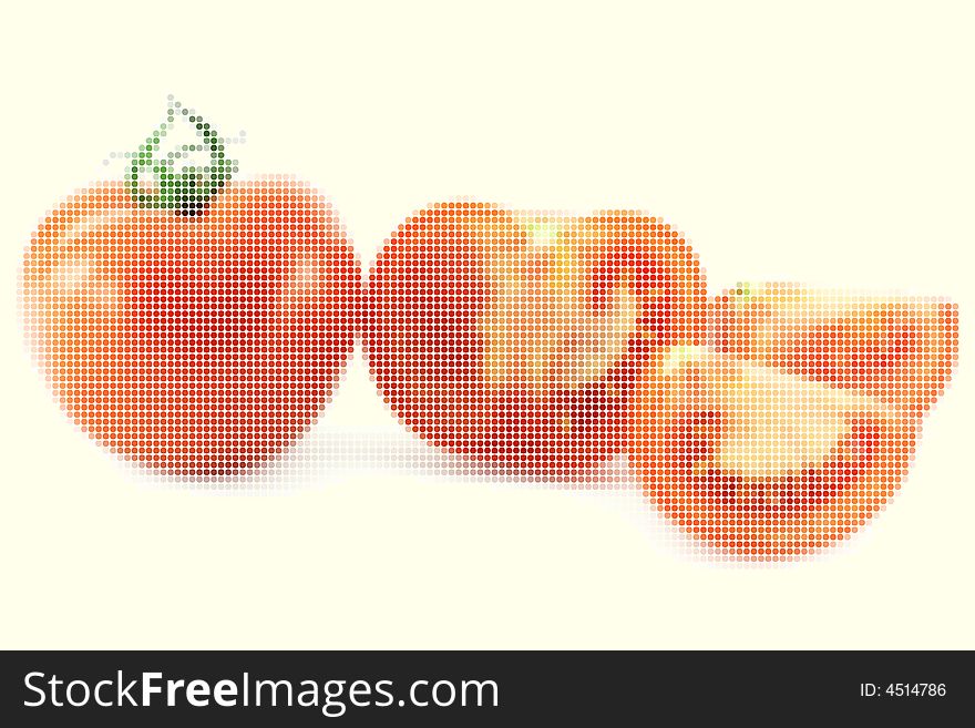 Vector illustration of dot drawn tomatoes