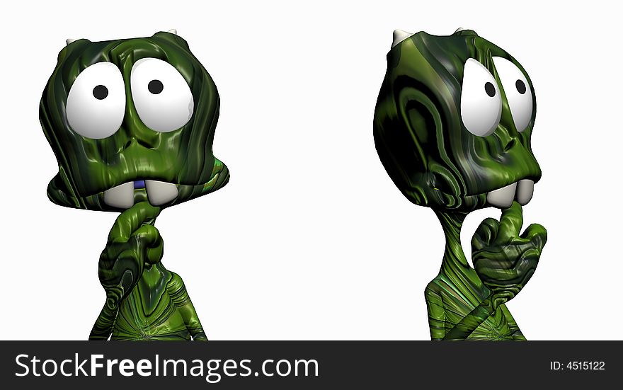 Textured cartoon alien 3d digital render. Textured cartoon alien 3d digital render