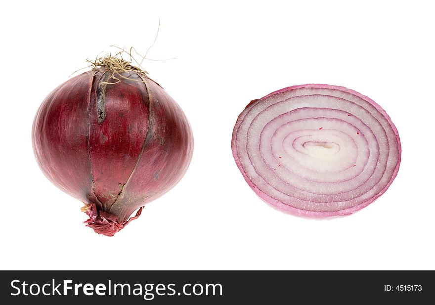 Red onion isolated on a white background