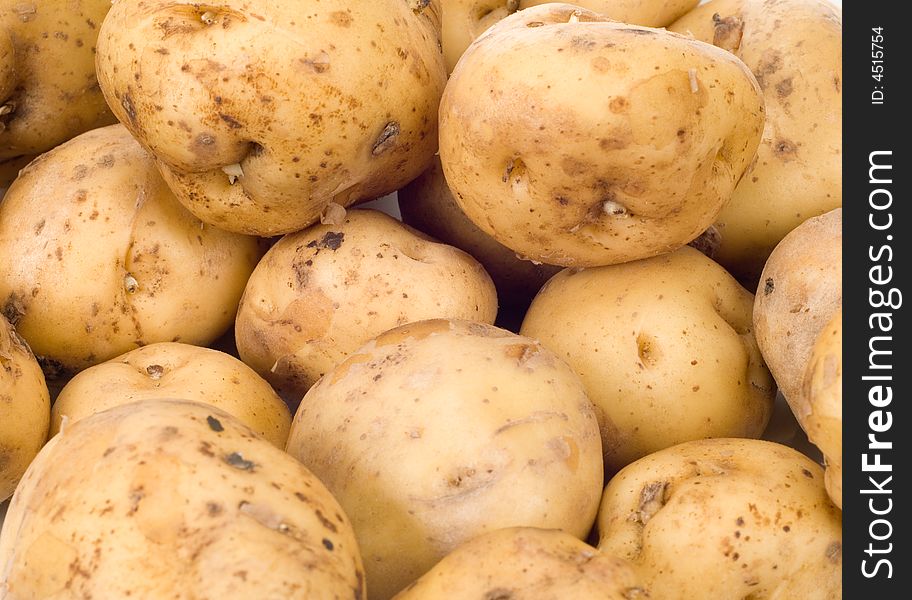 Close-up of fresh potatoes for backgrounds