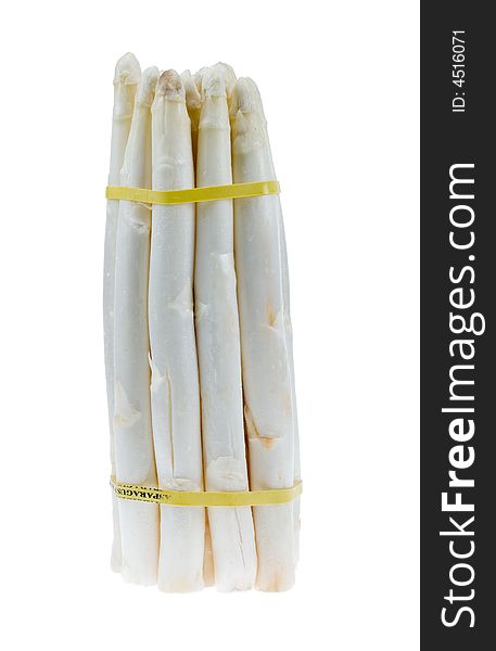 Fresh bunch of white asparagus isolated on a white background