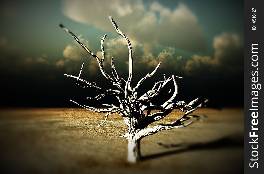 An image of a dead tree within a barren wilderness landscape. An image of a dead tree within a barren wilderness landscape.