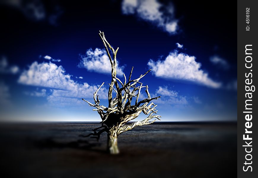 An image of a dead tree within a barren wilderness landscape. An image of a dead tree within a barren wilderness landscape.