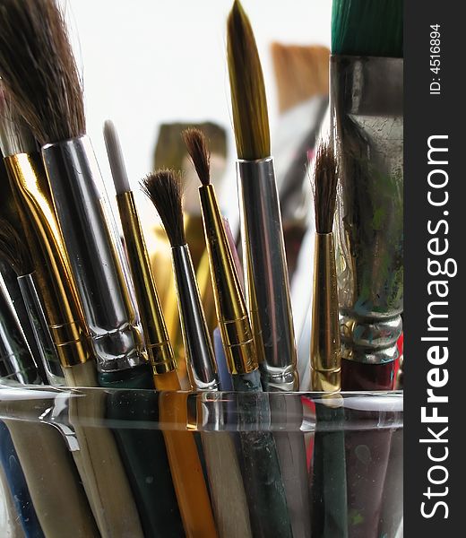 Paint Brushes In Glass