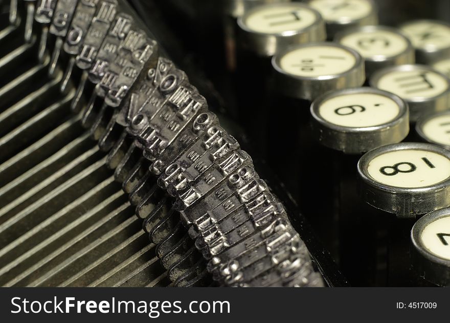 Old retro black cyrillic typewriter. Old retro black cyrillic typewriter