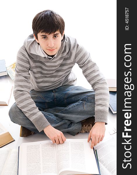 The young student isolated on a white background