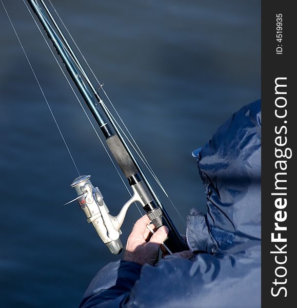 Fishing in a lake near Wroclaw, Poland