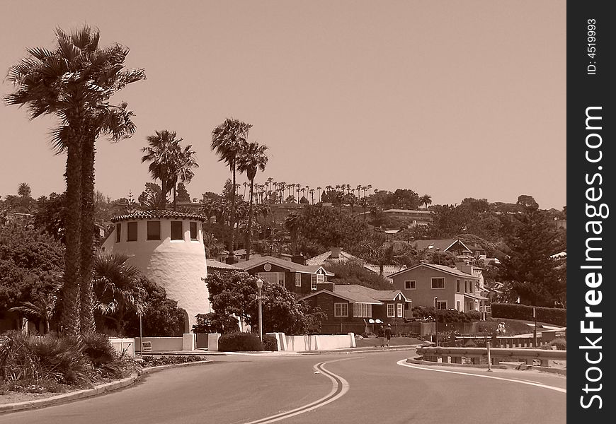 The road on the Pacific Ocean coast. The road on the Pacific Ocean coast