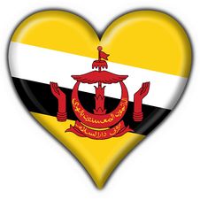 Brunei Button Flag Heart Shape Stock Photo