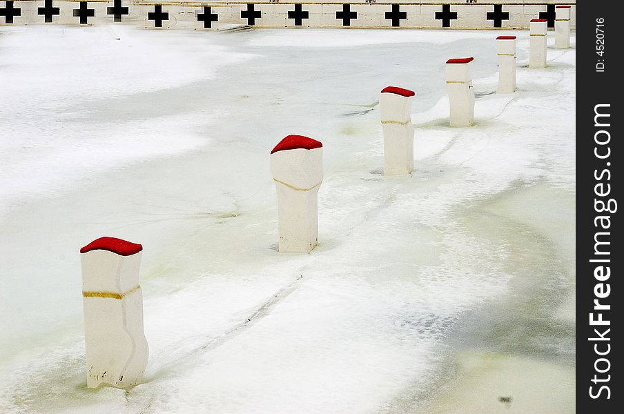Very cold freezy winter. And pool columns getting crazy. Very cold freezy winter. And pool columns getting crazy....