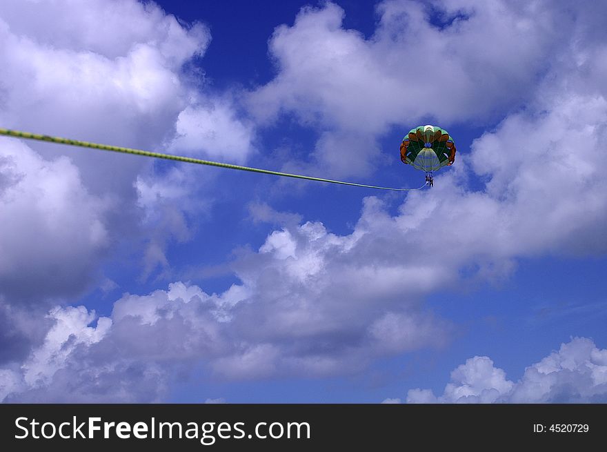Parasail in the cloudly sky