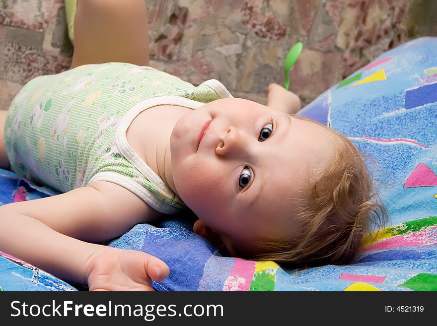 Baby after the bath on towel