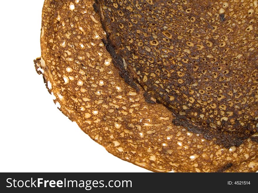 Russian pancake on the white isolated background