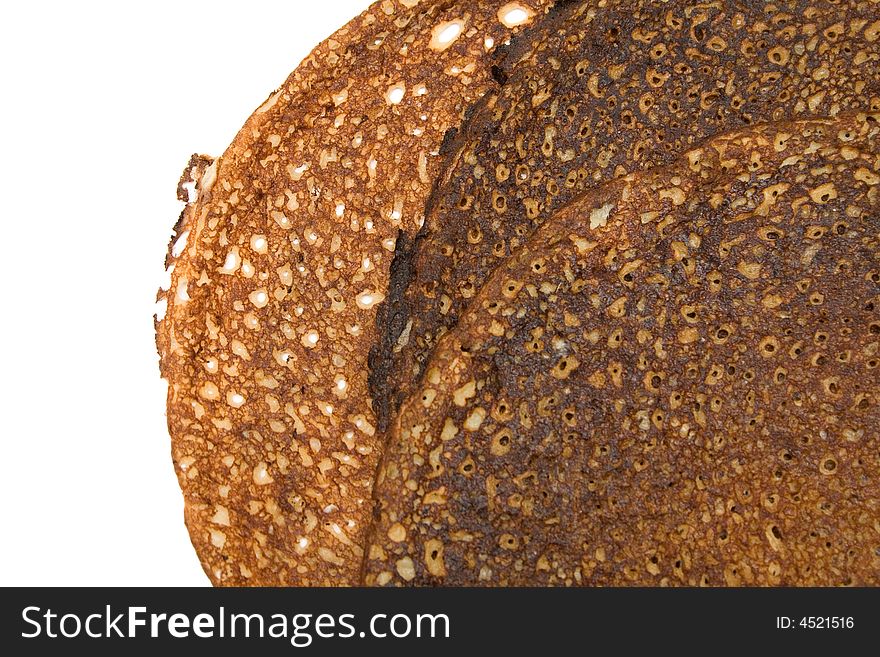 Russian pancake on the white isolated background