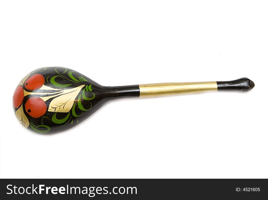 Russian wooden spoon on isolated background