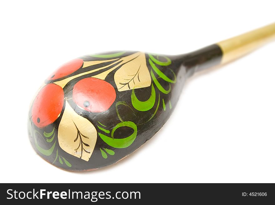 Russian wooden spoon on isolated background