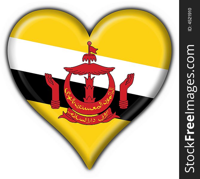 Brunei button flag heart shape