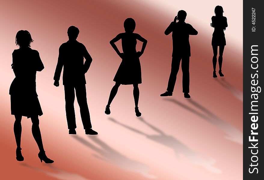 Business people silhouettes in different poses and attitudes. Business people silhouettes in different poses and attitudes