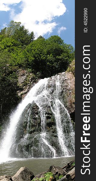 Alpine waterfall in Carpathian