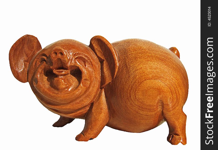 A little happy wood pig