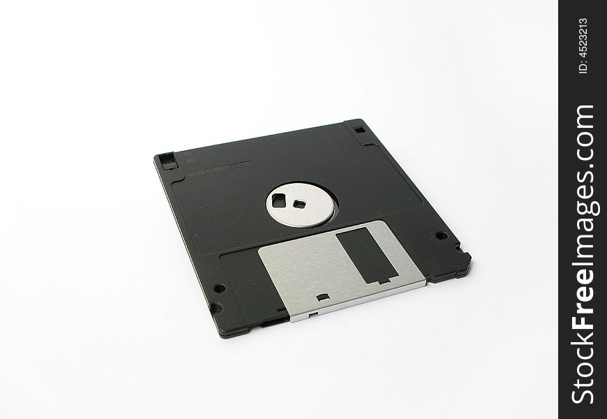 Black 3 1/2 diskette on white background