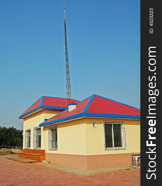 Little houses with a antenna tower