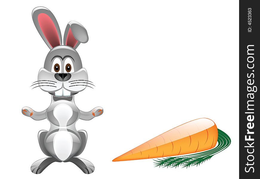 Glossy grey bunny with carrot