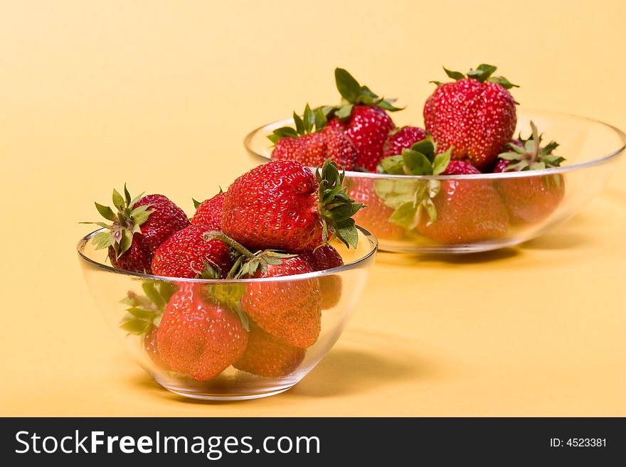 Food series: fresh ripe strawberry in the bowl