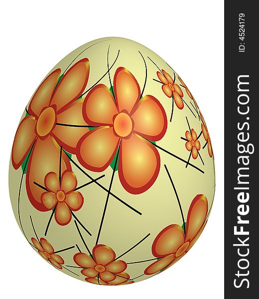 Vector illustration of an easter egg with an ivory sheen decorated with floral motifs. Vector illustration of an easter egg with an ivory sheen decorated with floral motifs.