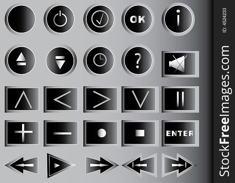 Tv control panel buttons on gray background