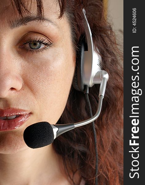 Call center operator using hands-free