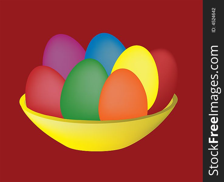 Easter basket with color eggs. Easter basket with color eggs