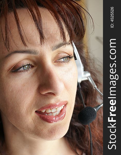 Call center operator using hands-free